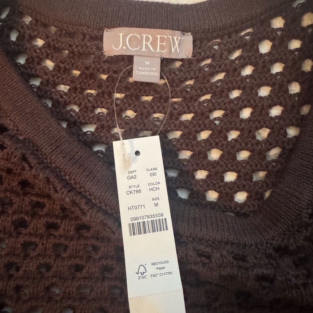J. Crew Women's Dark Brown Crochet Sweater - Picture 3 of 3